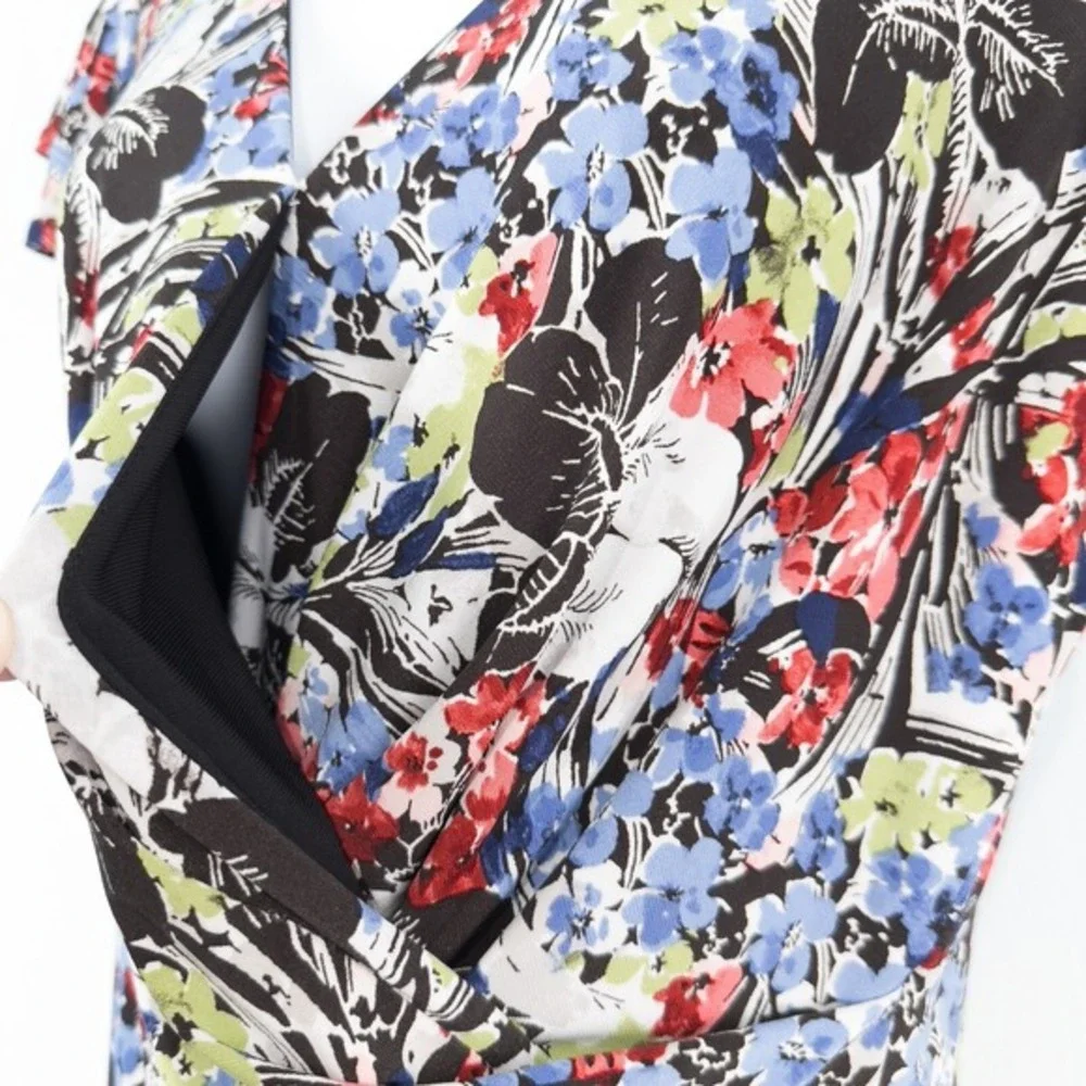 Lauren‎ Ralph Lauren Floral Flutter Sleeve Surplice Dress Size 10 V Neck Ruched - Picture 9 of 16